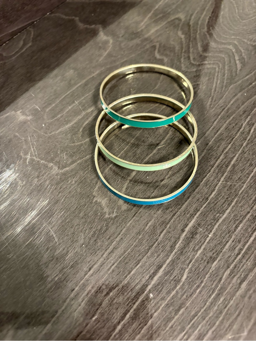 Three-Piece Enamel Bangle Bracelet Set - Turquoise, Aqua & Teal